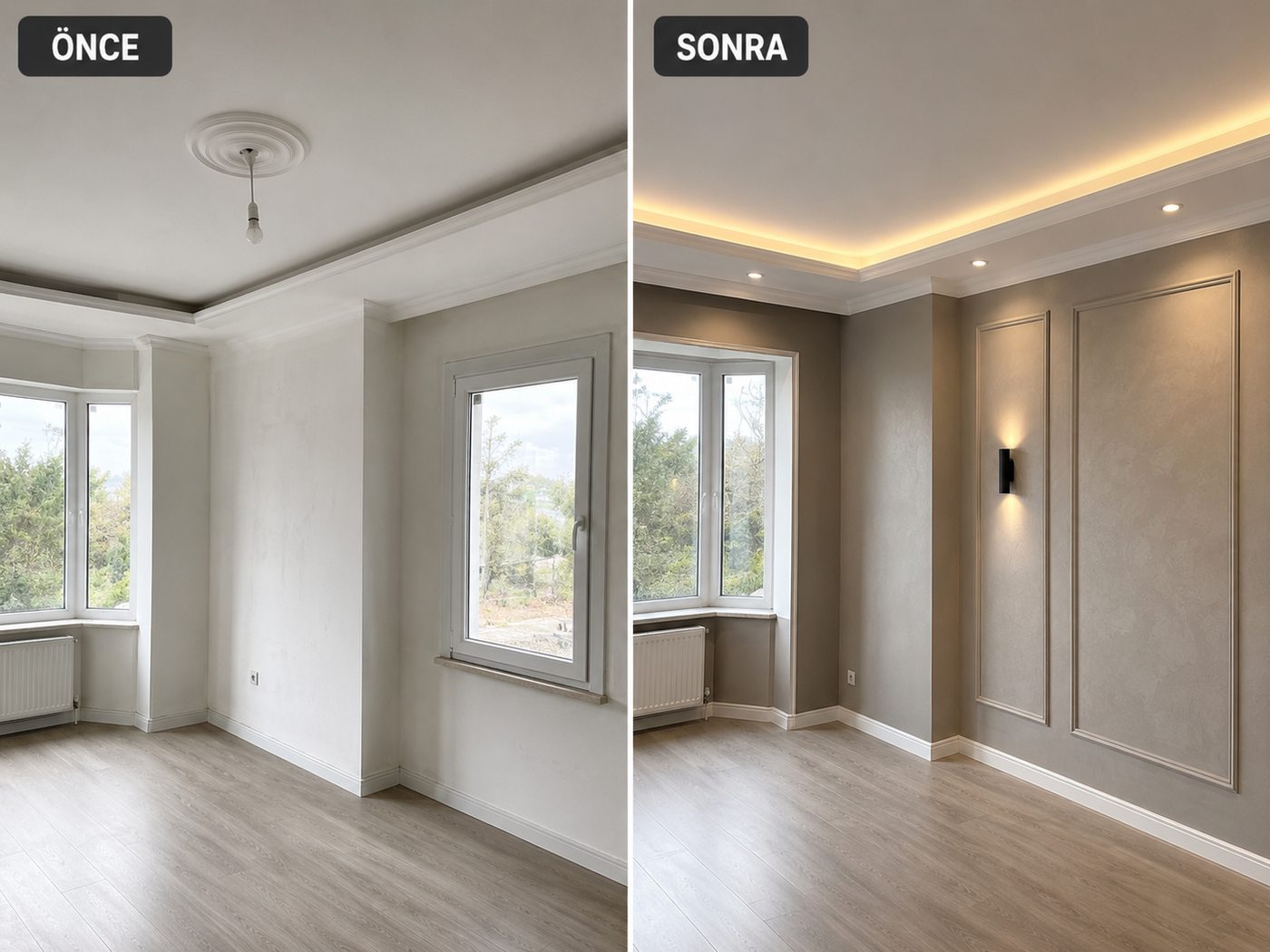 Bağarası iç cephe boya öncesi ve sonrası